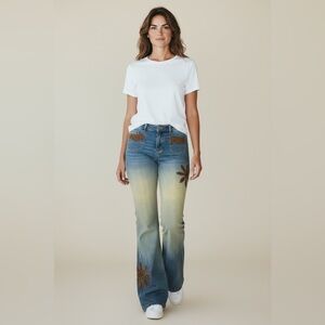 Bubblegum American Flavor Y2K Boho Mid Rise Bootcut Flare Blue Jeans Size 12